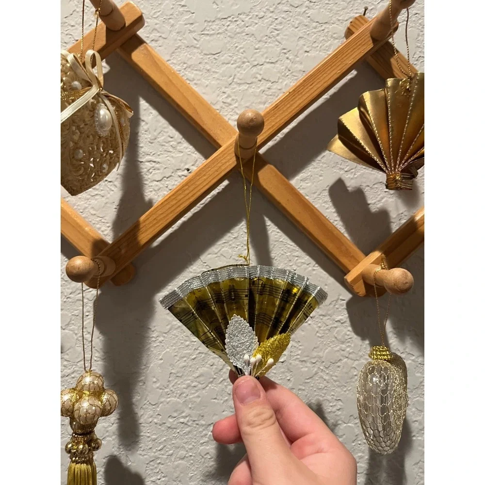 Mixed Lot of Vintage Gold & Silver Ornaments - Angel, Fans, Tassels & Heart